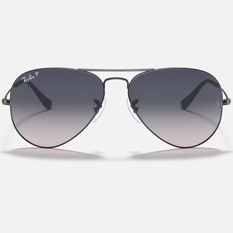 Ray Ban Aviator Polarized Gunmetal Blue Grey Gradient