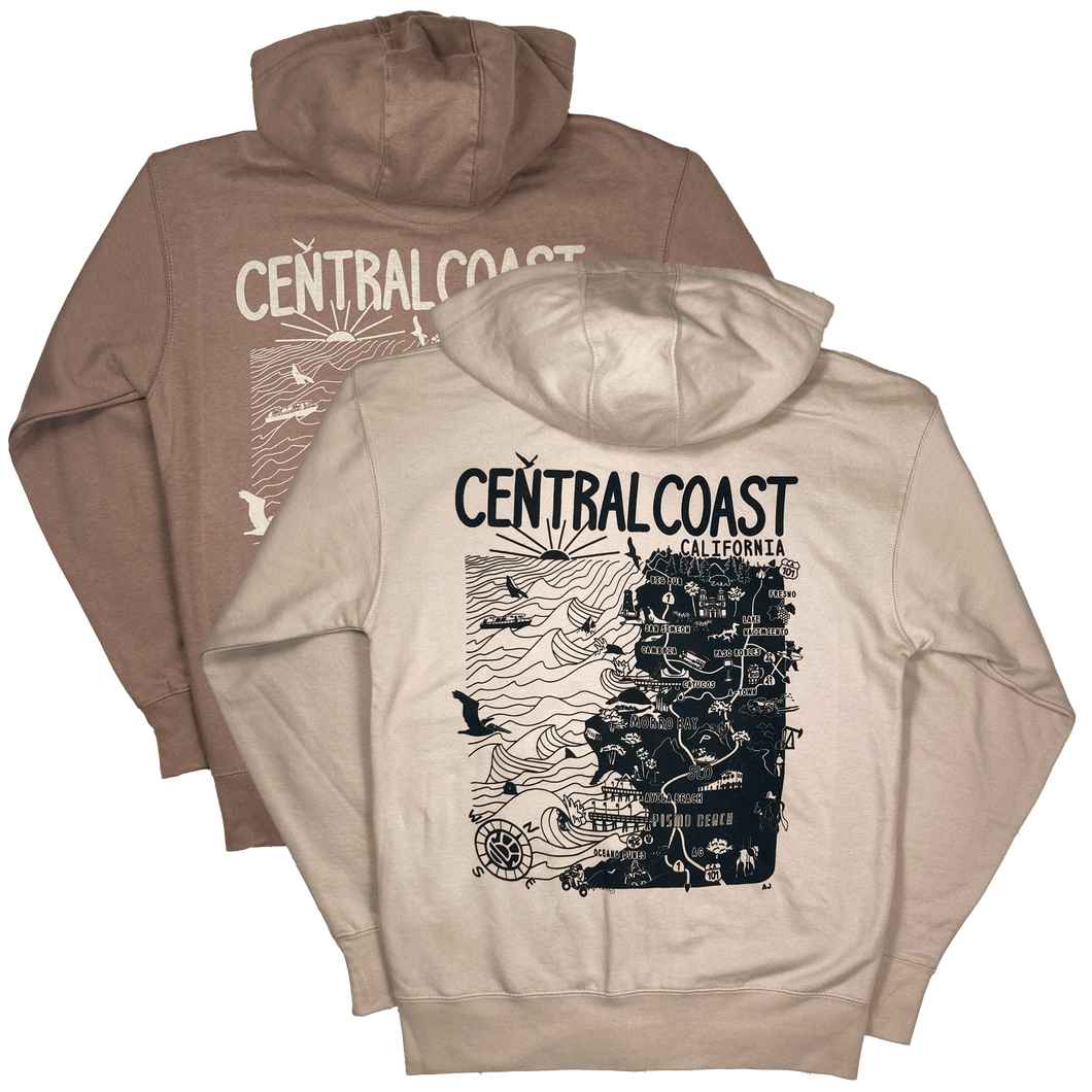 Central Coast Surfboards Central Coast Map Zip-Up Hoodie