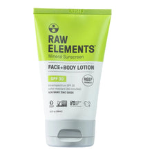 Load image into Gallery viewer, Raw Elements Face + Body Sunscreen Lotion Tube SPF 30 3 oz
