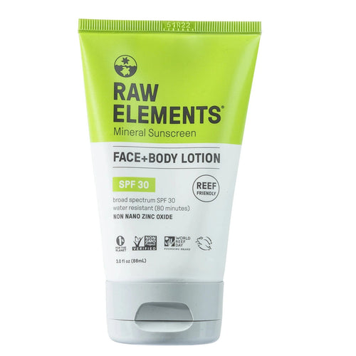 Raw Elements Face + Body Sunscreen Lotion Tube SPF 30 3 oz