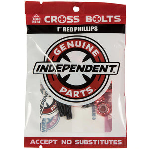 Independent Cross Bolts 1" Red/Black Skateboard Hardware