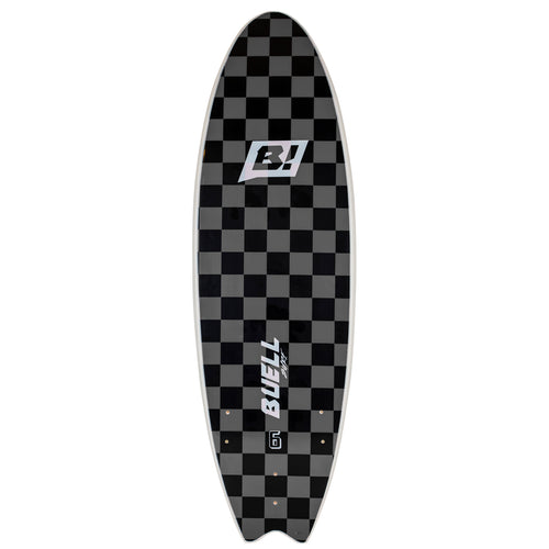 Buell Foamie Soft Top Surfboard Checkerboard Gray 6'0