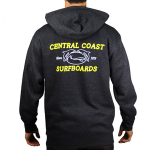 Central Coast Surfboards Dolphins Banner Men's Pullover Hoodie